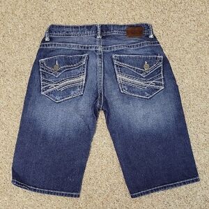 BKE Carter Men's Blue Denim Shorts Sz 32. 14" Inseam Distressed Spring Break